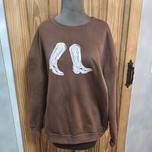 SHEIN Brown Graphic Sweater with Boots Design